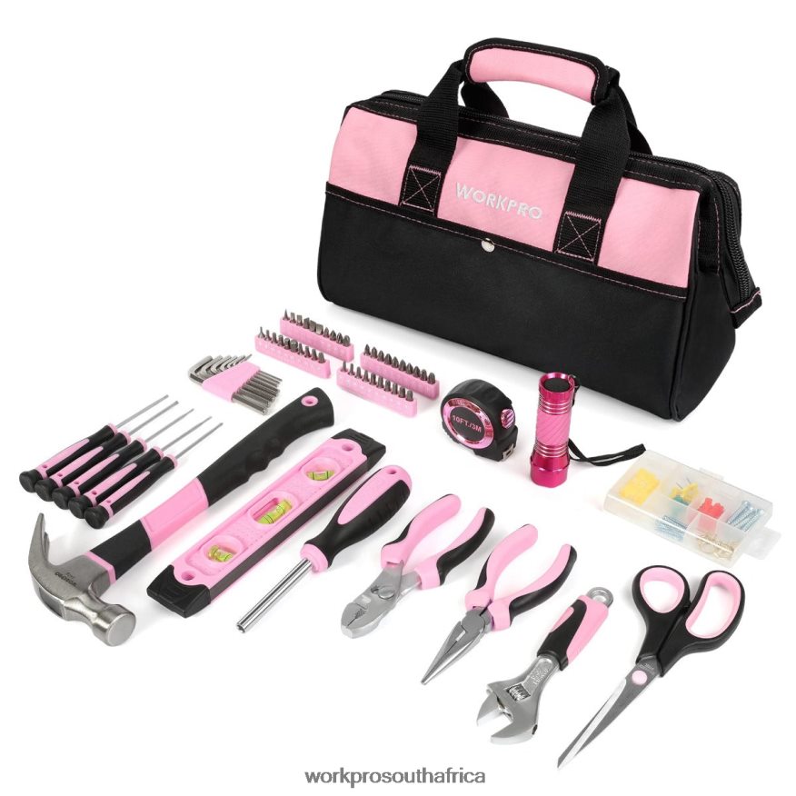 ZA WORKPRO 106 Pcs Lady's Home Repairing Tool Set with Wide Mouth Open Storage Bag Helpful 4B8V2T245 Tool
