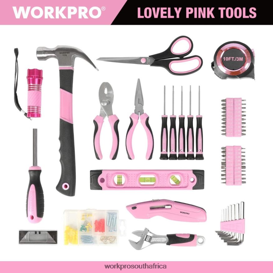 ZA WORKPRO 106 Pcs Lady\'s Home Repairing Tool Set with Wide Mouth Open Storage Bag Helpful 4B8V2T245 Tool