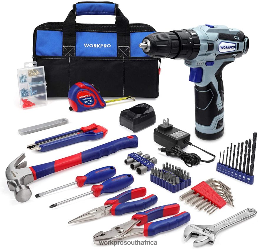 ZA WORKPRO 12V Cordless Drill and Home Tool Kit, 177 Pcs Combo Kit with Tool Bag Useful 4B8V2T171 Tool