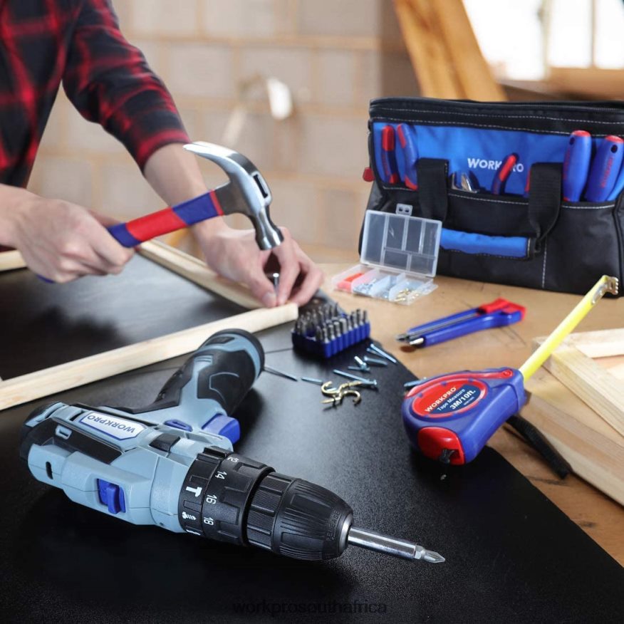 ZA WORKPRO 12V Cordless Drill and Home Tool Kit, 177 Pcs Combo Kit with Tool Bag Useful 4B8V2T171 Tool