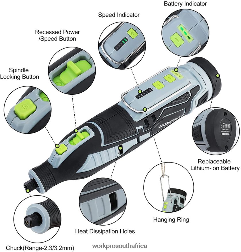 ZA WORKPRO 12V Cordless Rotary Tool Kit for Handmade and DIY Morden 4B8V2T226 Tool