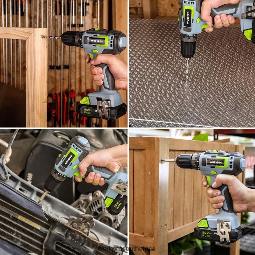 ZA WORKPRO 157-Piece Cordless Drill Combo Kit with 20V Cordless Lithium-ion Pink/Grey 4B8V2T259 Tool