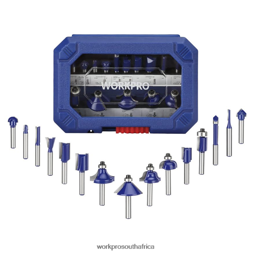 ZA WORKPRO 15 Pcs Router Bits Set, 1/4-Inch Shank Tungsten Carbide Router Bits Morden 4B8V2T130 Tool