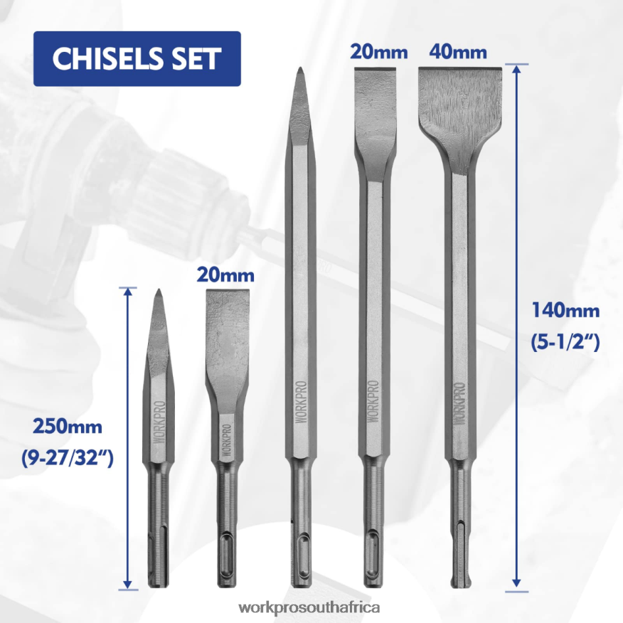 ZA WORKPRO 17 Pcs SDS-Plus Rotary Hammer Drill Bits and Chisel Set Helpful 4B8V2T199 Tool