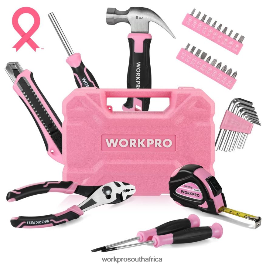 ZA WORKPRO 35 Pcs Household Tools Set with Storage Toolbox Pink/Blue 4B8V2T246 Tool