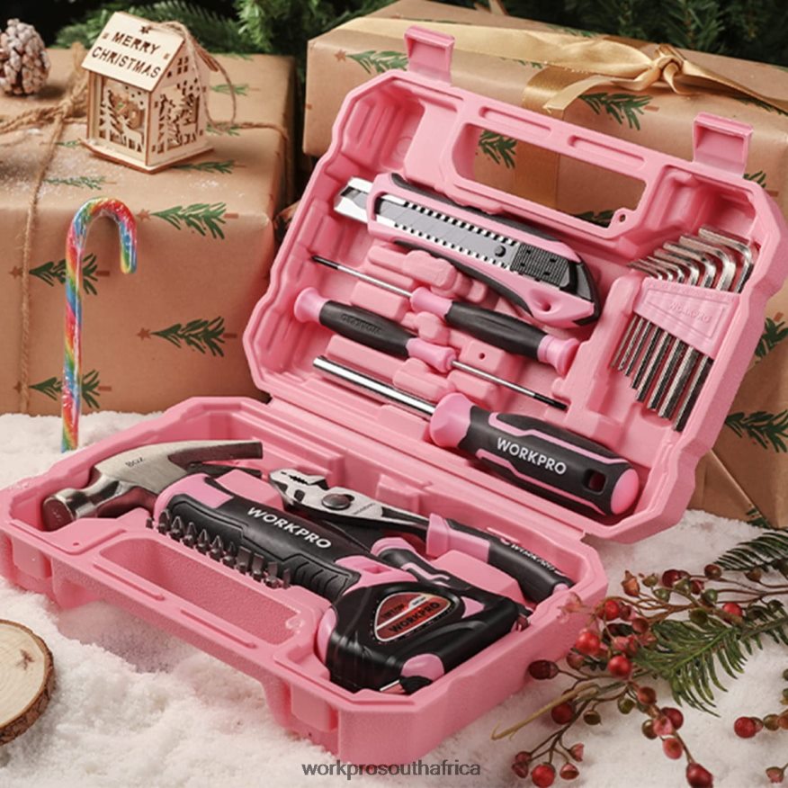 ZA WORKPRO 35 Pcs Household Tools Set with Storage Toolbox Pink/Blue 4B8V2T246 Tool