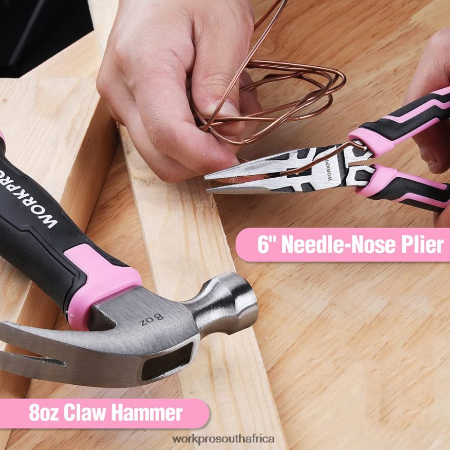 ZA WORKPRO 52 Pcs Tool Set, Home Women\'s Tool Set with Storage Tool Box, Basic Tool Set - Ribbon Pink 4B8V2T249 Tool