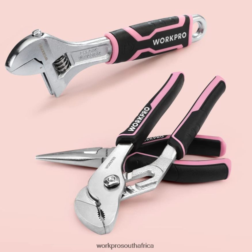 ZA WORKPRO 55 Pcs Tools Set, 3.7V Rotatable Cordless Screwdriver and Household Tool Kit Pink 4B8V2T264 Tool