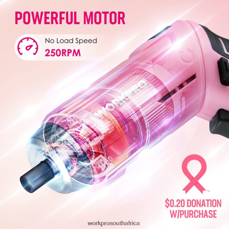 ZA WORKPRO 75 Pcs Tools Set, 3.7V Rotatable Cordless Screwdriver, and Household Tool Kit Pink 4B8V2T260 Tool