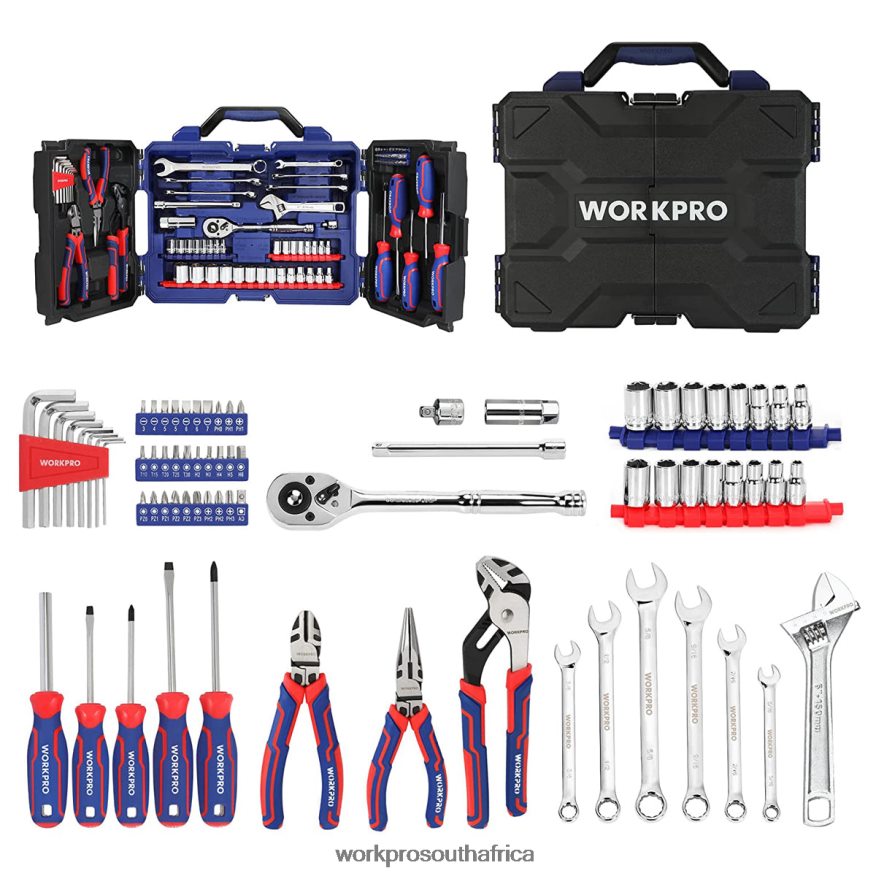 ZA WORKPRO 87 PcsMechanics Tool Set, Hand Tools Kit with Storage Tool Box Morden 4B8V2T305 Tool