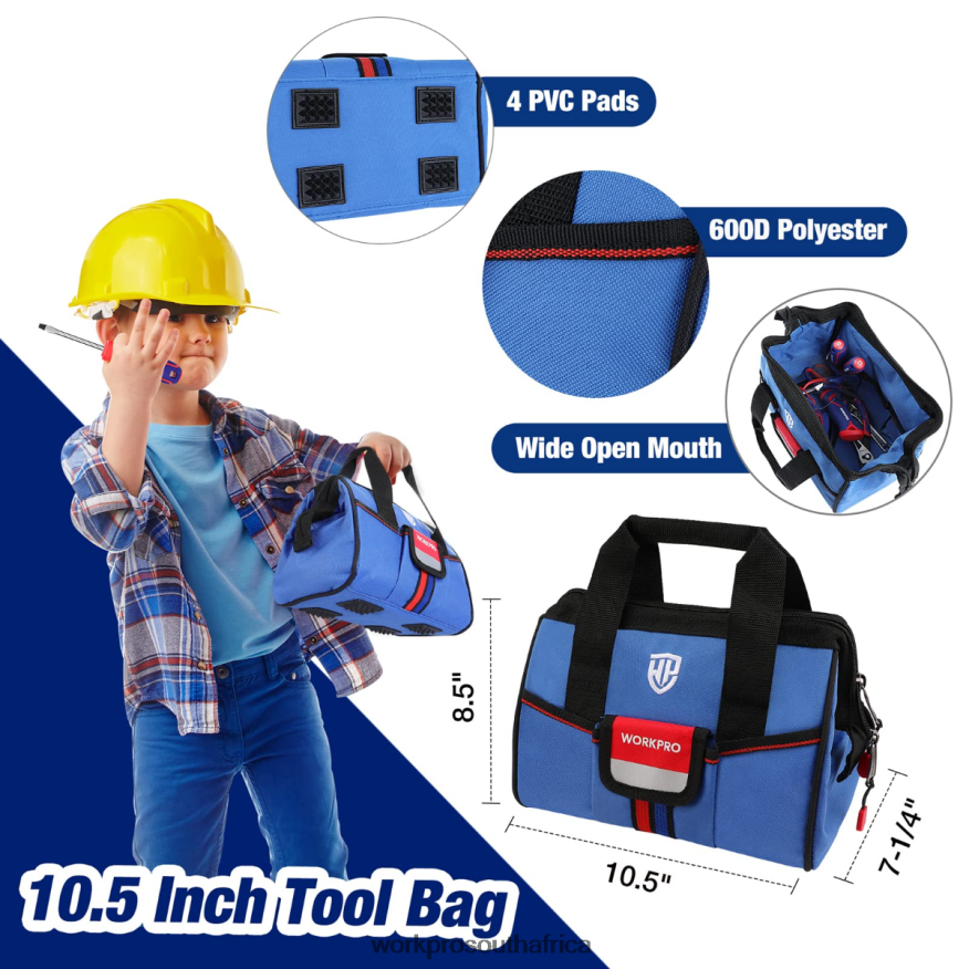 ZA WORKPRO 9 Pcs Kids Junior Tool Set with Tool Bag Pink/Blue 4B8V2T253 Tool