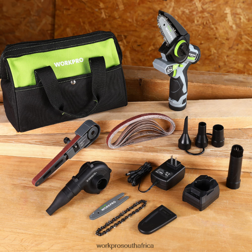 ZA WORKPRO Cordless Detail Belt Sander, Mini Chain Saw, Electric Blower, 3-in-1 Power Tool Combo Kit Morden 4B8V2T296 Tool