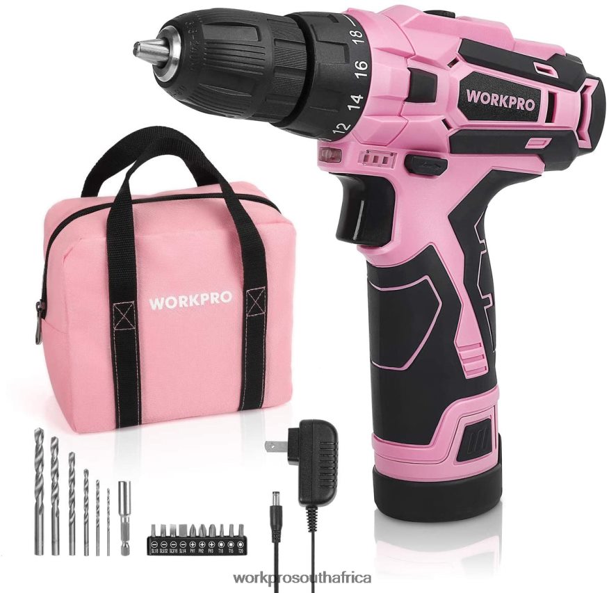 ZA WORKPRO Cordless Drill Driver Set 12V Electric Screwdriver Driver Tool Kit for Women Pink 4B8V2T263 Tool