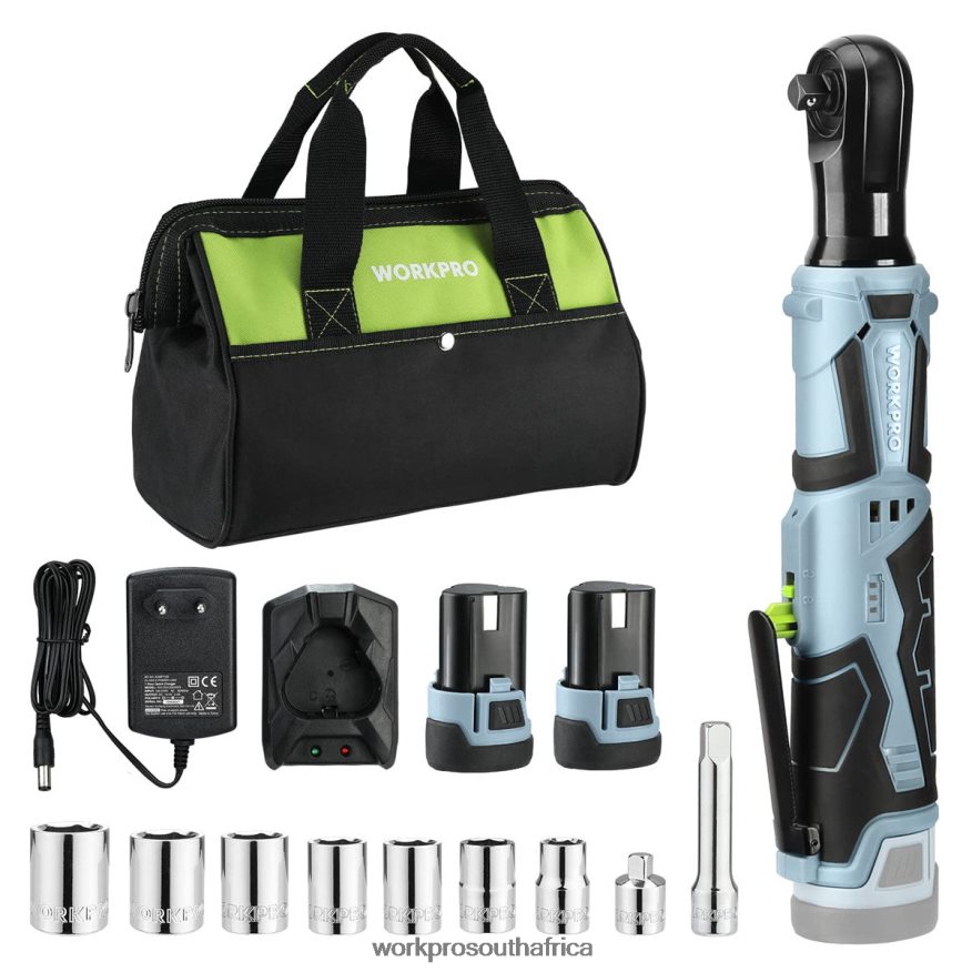 ZA WORKPRO Cordless Electric Ratchet Wrench, 12V 40 Ft-lbs Electric Ratchet Wrench 9 Pcs Set Useful 4B8V2T227 Tool
