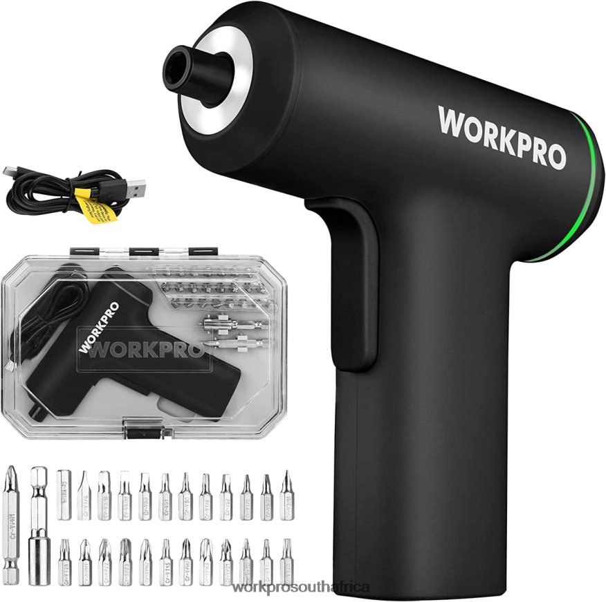 ZA WORKPRO Electric Cordless 4V USB Rechargeable Lithium-ion Battery Screwdriver Set Pink/Black 4B8V2T234 Tool