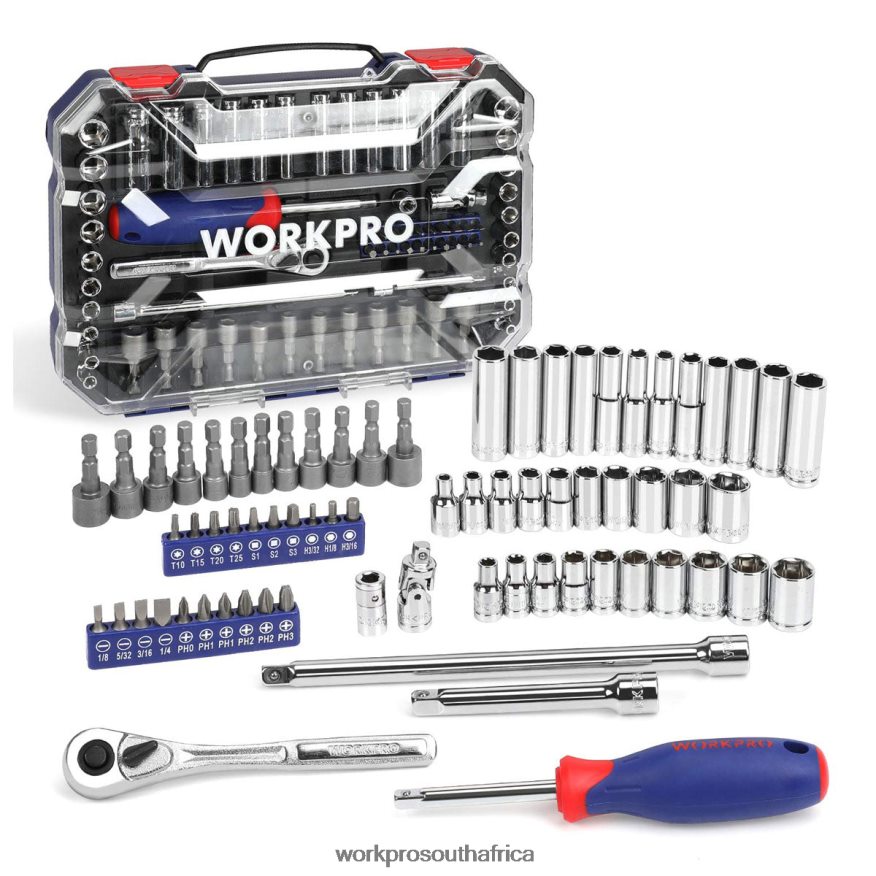 ZA WORKPRO Socket Set, 70 Pcs Drive Socket Set with Quick-Release Ratchet, Metric and SAE Morden 4B8V2T308 Tool