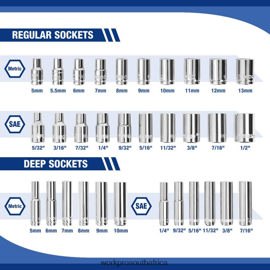 ZA WORKPRO Socket Set, 70 Pcs Drive Socket Set with Quick-Release Ratchet, Metric and SAE Morden 4B8V2T308 Tool