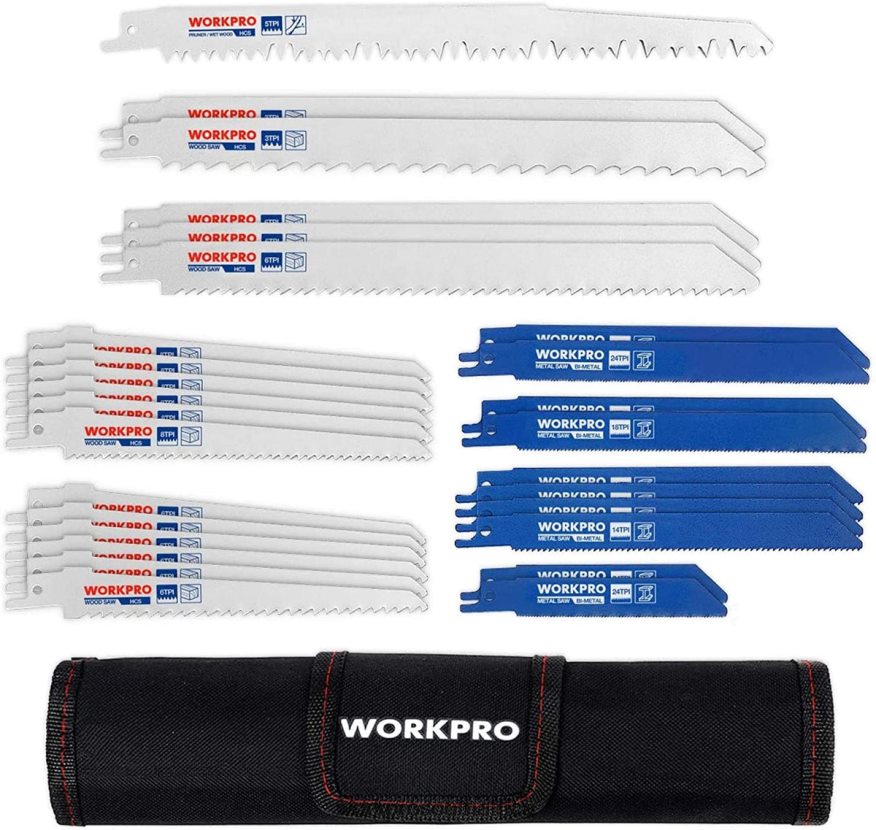 ZA WORKPRO 32 Pcs Reciprocating Saw Blade Set with Organizer Pouch Useful 4B8V2T138 Tool