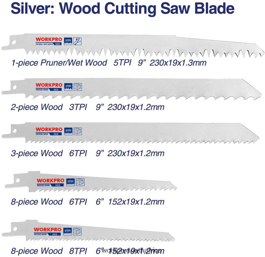 ZA WORKPRO 32 Pcs Reciprocating Saw Blade Set with Organizer Pouch Useful 4B8V2T138 Tool