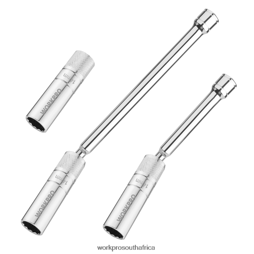 ZA WORKPRO 3 Pcs-14mm Thin Wall Socket with 6- and 10-inch ExtensionsMagnetic Swivel Spark Plug Socket Set Helpful 4B8V2T143 Tool