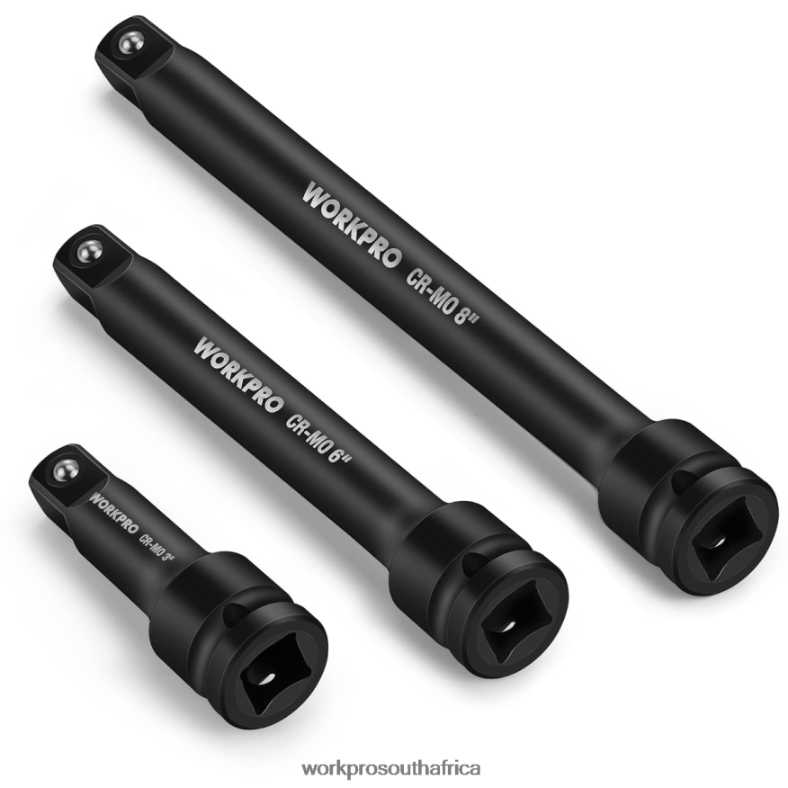 ZA WORKPRO 3 Piece-3, 6, 8 Inch 1/2-Inch Socket Drive Impact Extension Bar Sets Useful 4B8V2T202 Tool