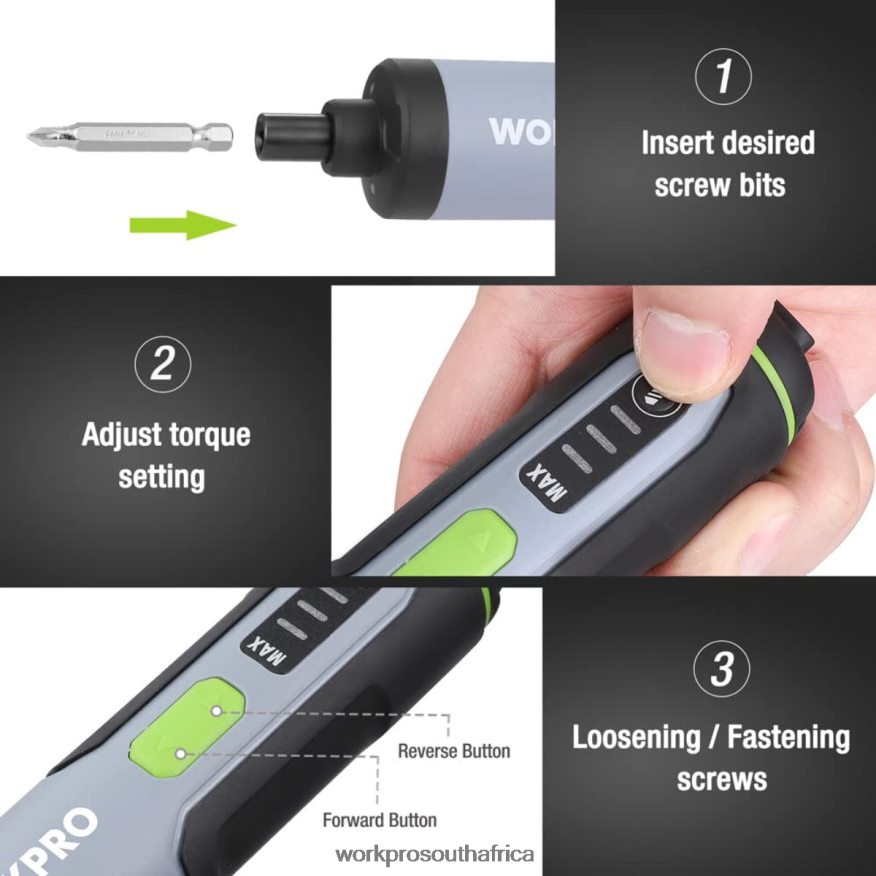 ZA WORKPRO 4V Electric Screwdriver, Rechargeable Cordless Screwdriver Set with LED Light Useful 4B8V2T232 Tool