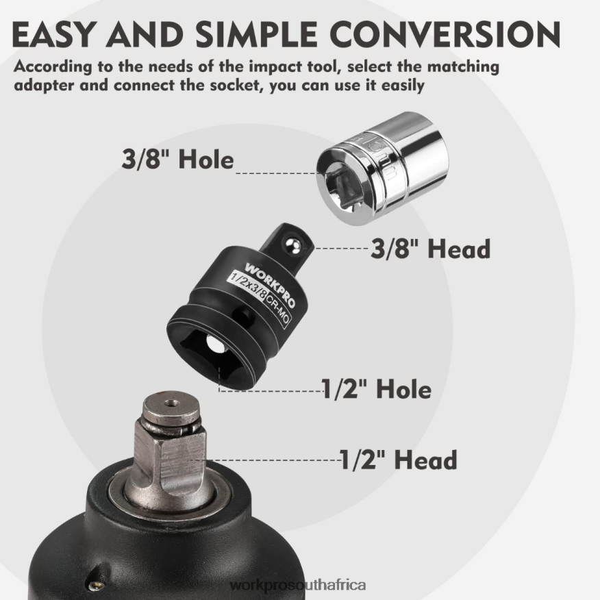ZA WORKPRO 4 Piece-Impact Driver Socket Adapter and Reducer Set, Wrench Conversion Kit Helpful 4B8V2T94 Tool