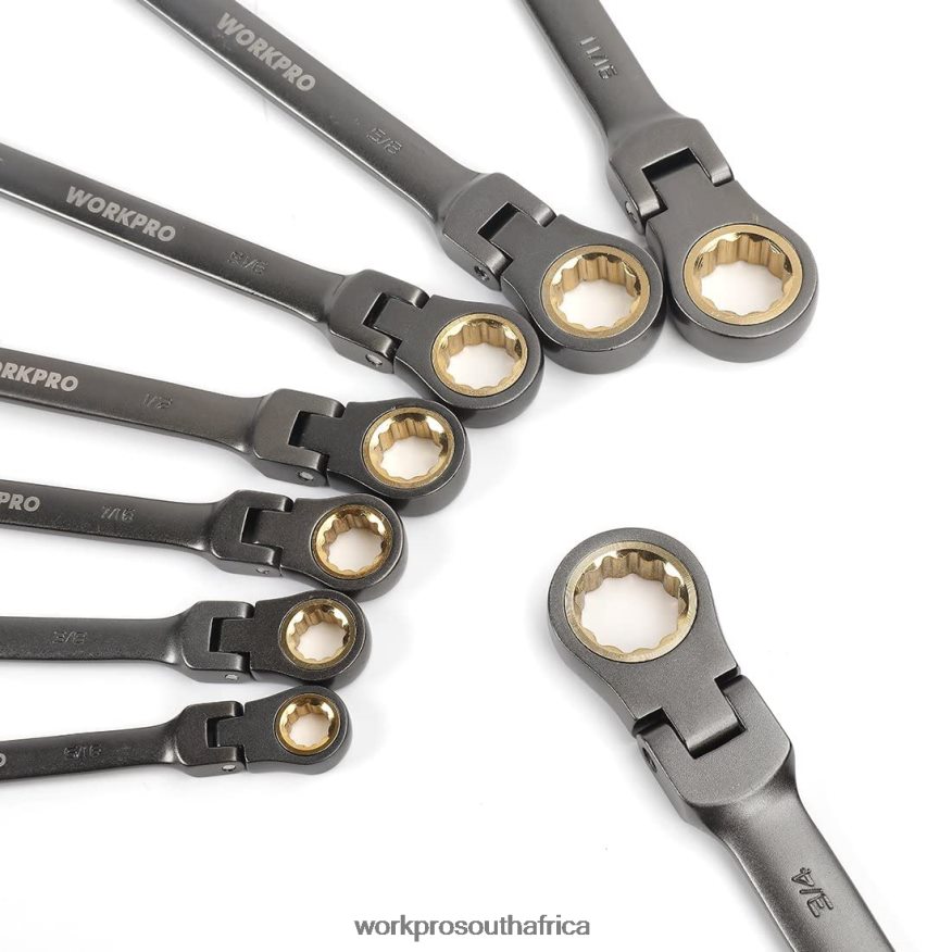 ZA WORKPRO 8 Pcs Flex-Head Ratcheting Combination Wrench Set with Organizer Bag Useful 4B8V2T86 Tool