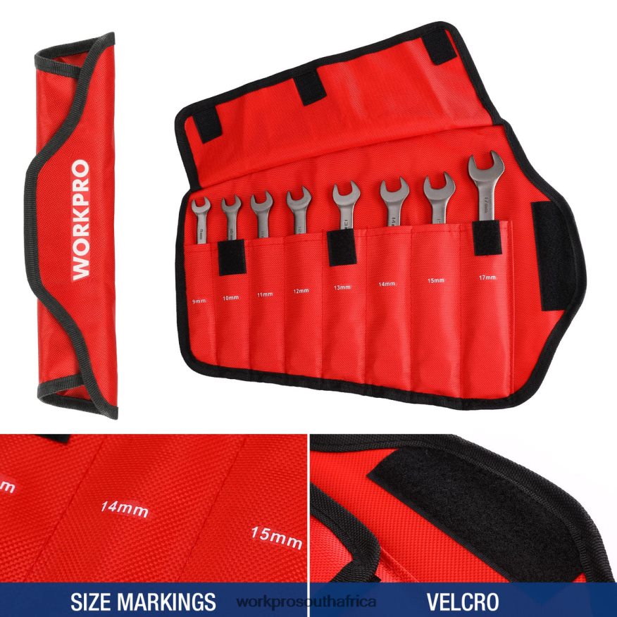 ZA WORKPRO 8 Pcs Flex-Head Ratcheting Combination Wrench Set with Organizer Bag Useful 4B8V2T86 Tool