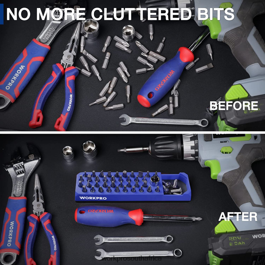 ZA WORKPRO Magnetic Hex 39 Hole Screwdriver Drill Bit Organizer for 1/4 Inch Hex Bit & Drive Bit Adapter Red/Blue 4B8V2T132 Tool