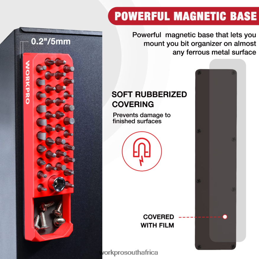 ZA WORKPRO Magnetic Hex 39 Hole Screwdriver Drill Bit Organizer for 1/4 Inch Hex Bit & Drive Bit Adapter Red/Blue 4B8V2T132 Tool
