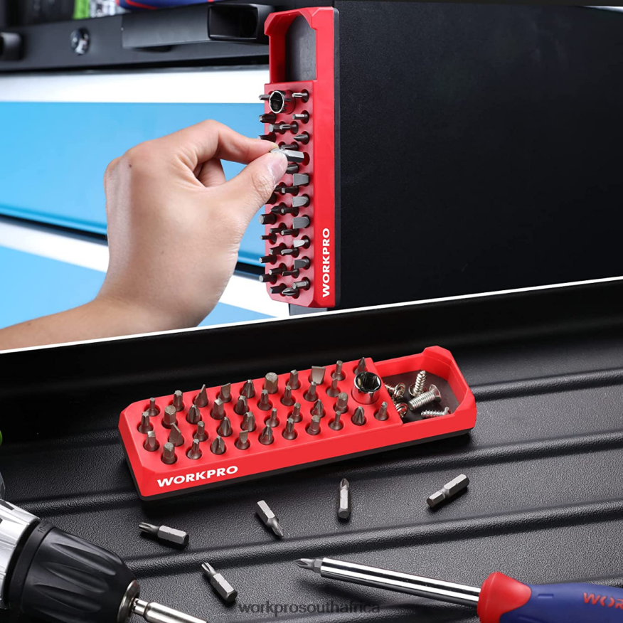 ZA WORKPRO Magnetic Hex 39 Hole Screwdriver Drill Bit Organizer for 1/4 Inch Hex Bit & Drive Bit Adapter Red/Blue 4B8V2T132 Tool