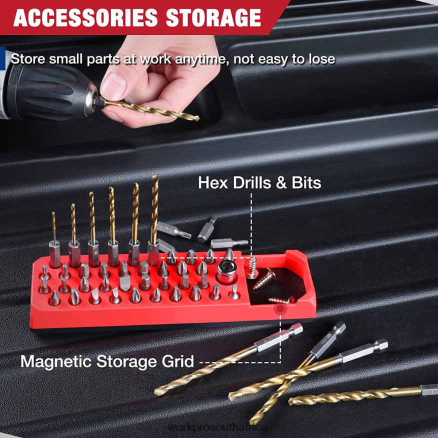 ZA WORKPRO Magnetic Hex 39 Hole Screwdriver Drill Bit Organizer for 1/4 Inch Hex Bit & Drive Bit Adapter Red/Blue 4B8V2T132 Tool