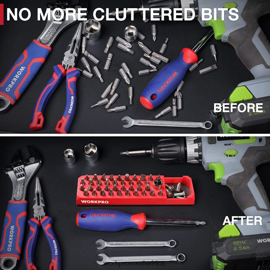 ZA WORKPRO Magnetic Hex 39 Hole Screwdriver Drill Bit Organizer for 1/4 Inch Hex Bit & Drive Bit Adapter Red/Blue 4B8V2T132 Tool