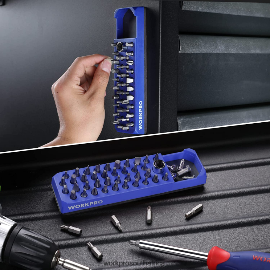 ZA WORKPRO Magnetic Hex 39 Hole Screwdriver Drill Bit Organizer for 1/4 Inch Hex Bit & Drive Bit Adapter Red/Blue 4B8V2T132 Tool