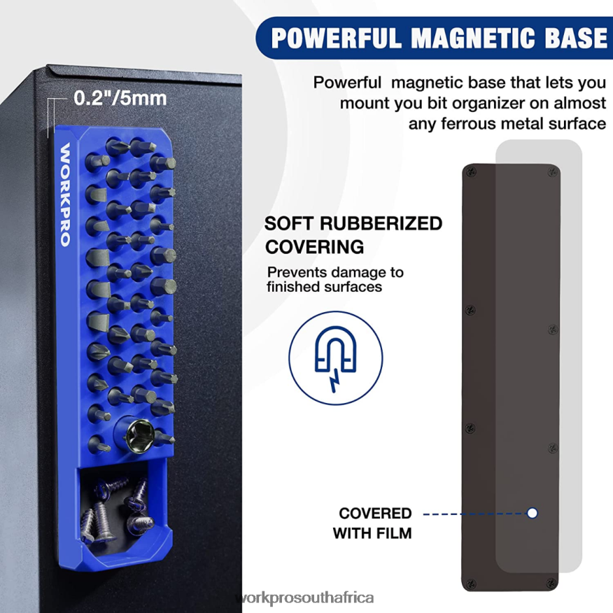 ZA WORKPRO Magnetic Hex 39 Hole Screwdriver Drill Bit Organizer for 1/4 Inch Hex Bit & Drive Bit Adapter Red/Blue 4B8V2T132 Tool