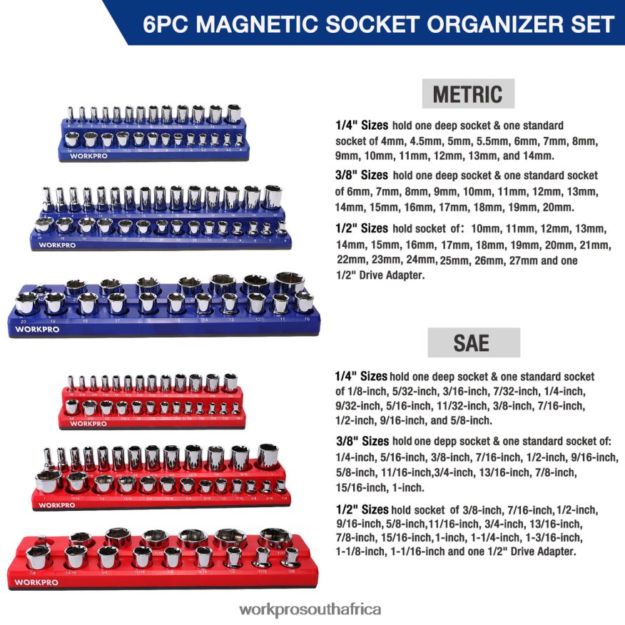 ZA WORKPRO Magnetic Receptacle Organizer Set of 6 Morden 4B8V2T126 Tool