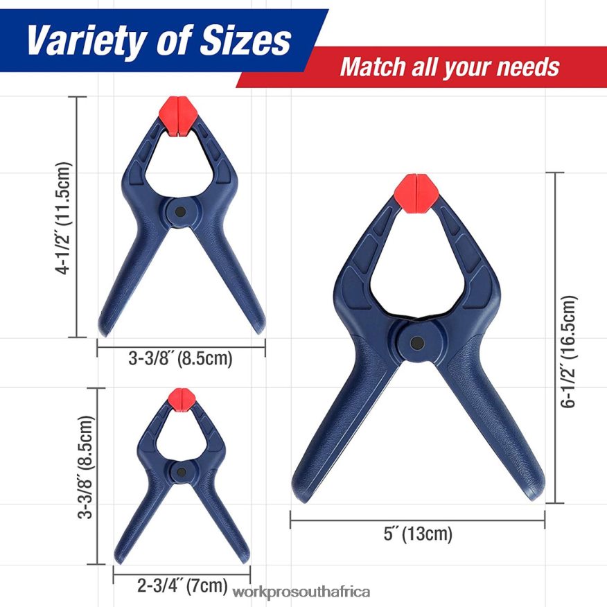 ZA WORKPRO 16 Pcs Nylon Spring Clamp Set for Woodworking Photography Studios and DIY Works Blue 4B8V2T119 Tool