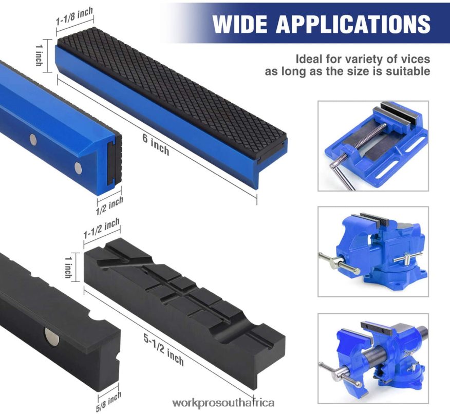 ZA WORKPRO 2-Pair Vise Jaw Pads, Magnetic Vise Jaw Covers Protectors, Multi-Groove Jaw Pads, and Aluminum Pads Set Morden 4B8V2T117 Tool