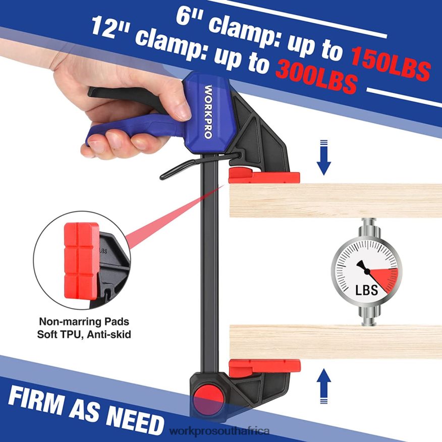 ZA WORKPRO Bar Clamps for Woodworking, 150/300lbs CAP New 4B8V2T121 Tool