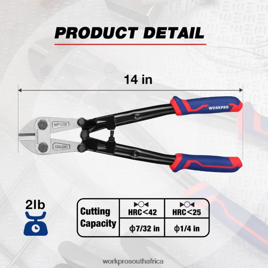 ZA WORKPRO 14/18 Inch Bolt Cutter, Tri-Material Handle with Comfort Grip New 4B8V2T156 Tool