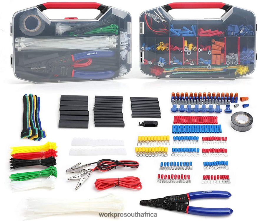 ZA WORKPRO 582 Pcs Crimp Terminals Wire Connectors Heat Shrink Tube Electrical Repair Kit with Wire Cutter Stripper Useful 4B8V2T152 Tool