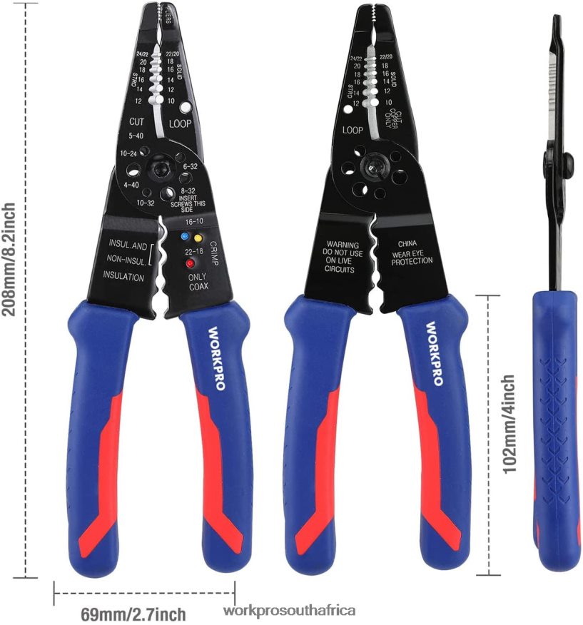 ZA WORKPRO 8-Inch Wire Stripper, Multi-Tool Wire Cutter for Stripping, Cutting and Crimping Useful 4B8V2T158 Tool