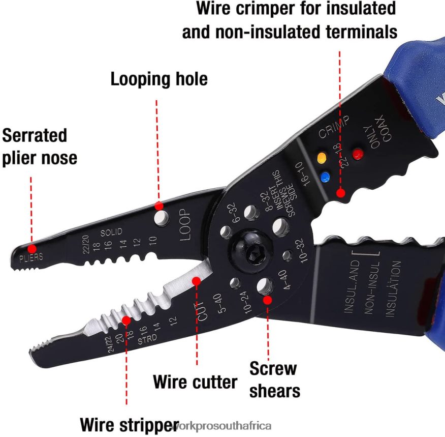 ZA WORKPRO 8-Inch Wire Stripper, Multi-Tool Wire Cutter for Stripping, Cutting and Crimping Useful 4B8V2T158 Tool