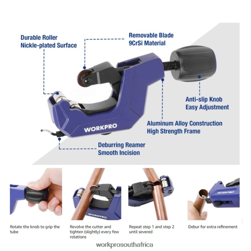 ZA WORKPRO Tubing Cutter, 1/8 to 1-1/8inch Tube Cutter, Heavy Duty Pipe Cutter for Thin Copper PVC Aluminum Pipes Useful 4B8V2T153 Tool