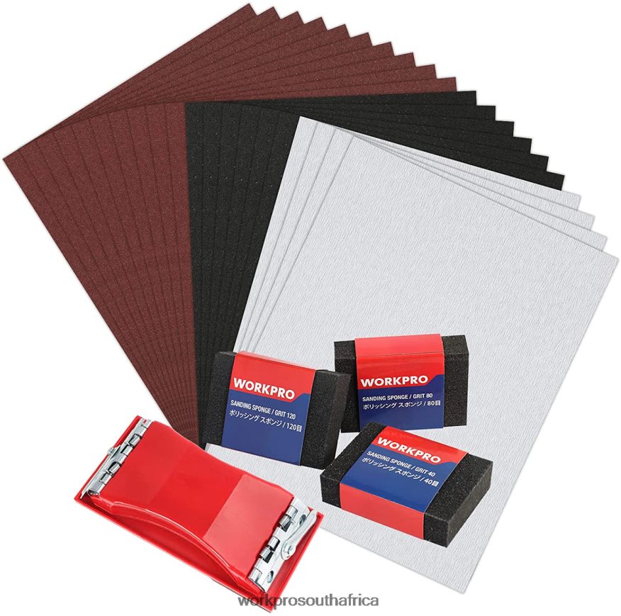 ZA WORKPRO 24 Packs of Sandpaper 80-600 Assorted Grit with Holder Helpful 4B8V2T150 Tool