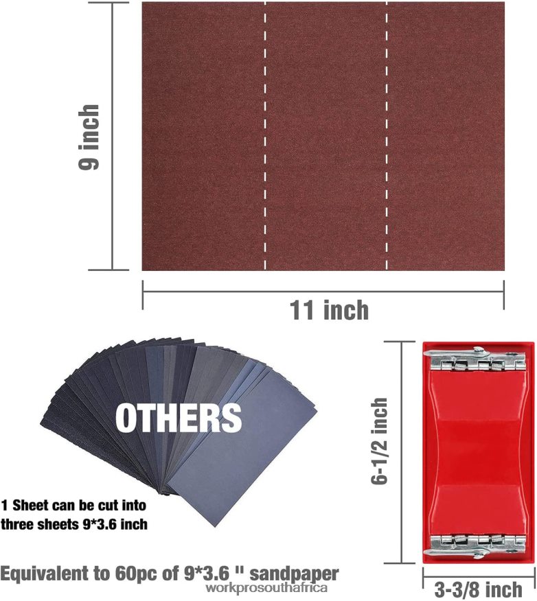 ZA WORKPRO 24 Packs of Sandpaper 80-600 Assorted Grit with Holder Helpful 4B8V2T150 Tool