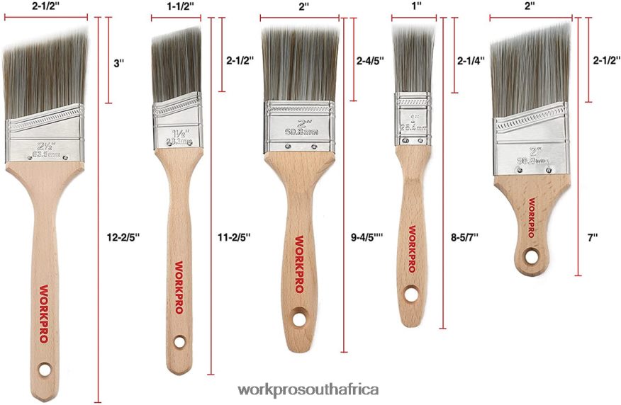 ZA WORKPRO Paint Brushes Set, 5 Pcs Professional Flat and Angle Sash Paint Brush with Wood Handle Morden 4B8V2T151 Tool