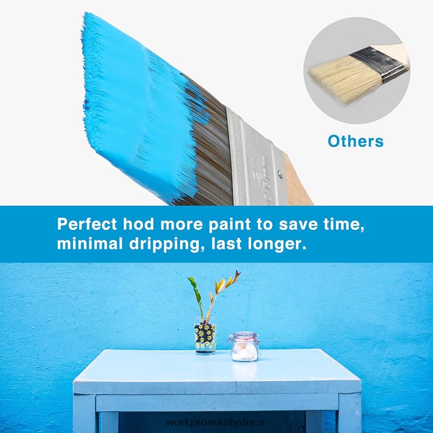 ZA WORKPRO Paint Brushes Set, 5 Pcs Professional Flat and Angle Sash Paint Brush with Wood Handle Morden 4B8V2T151 Tool