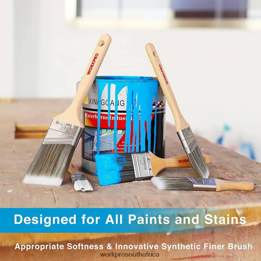 ZA WORKPRO Paint Brushes Set, 5 Pcs Professional Flat and Angle Sash Paint Brush with Wood Handle Morden 4B8V2T151 Tool